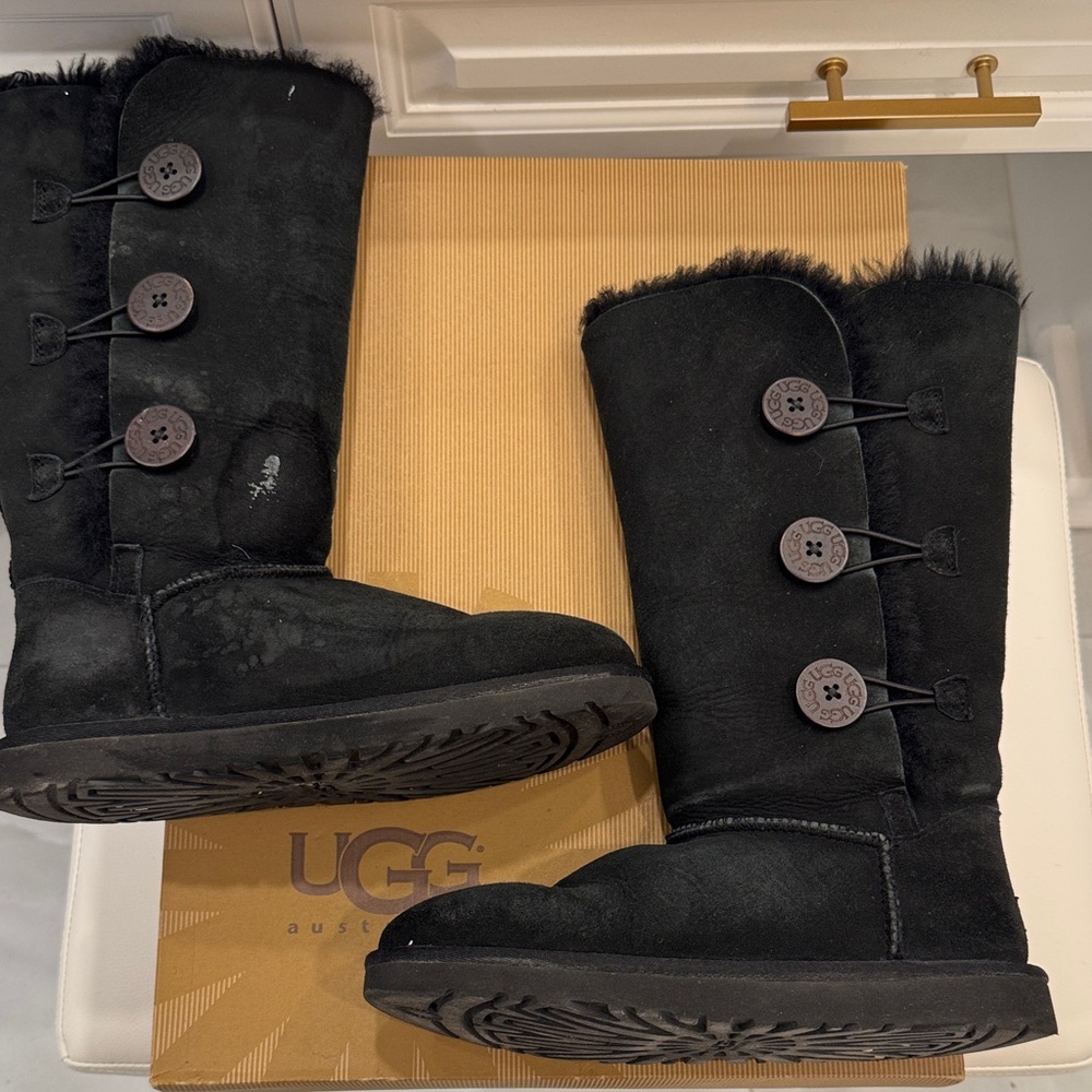UGG Women's Black Button-Detail Boots